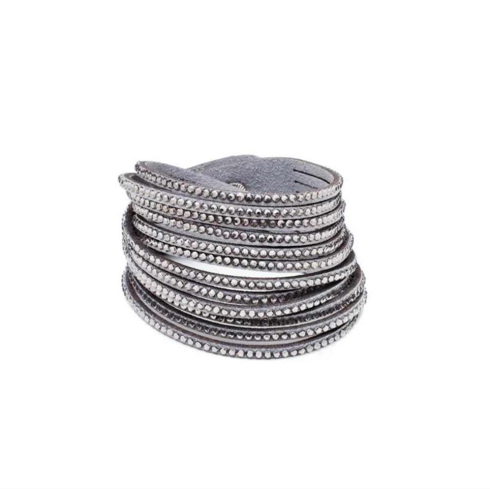 Austrian Crystalized Leather Wrap Bracelet